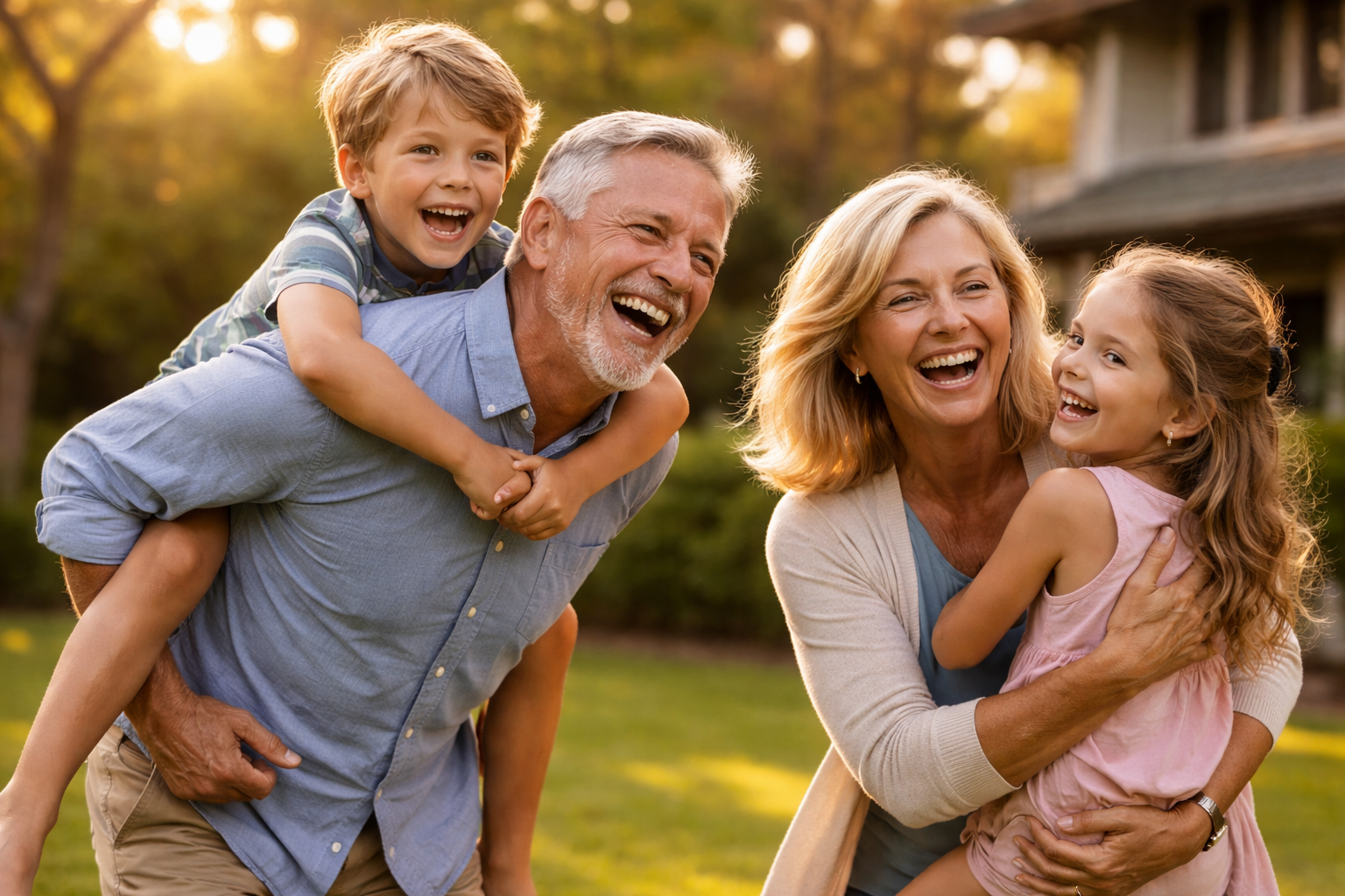 Grandparents playing with grandchildren